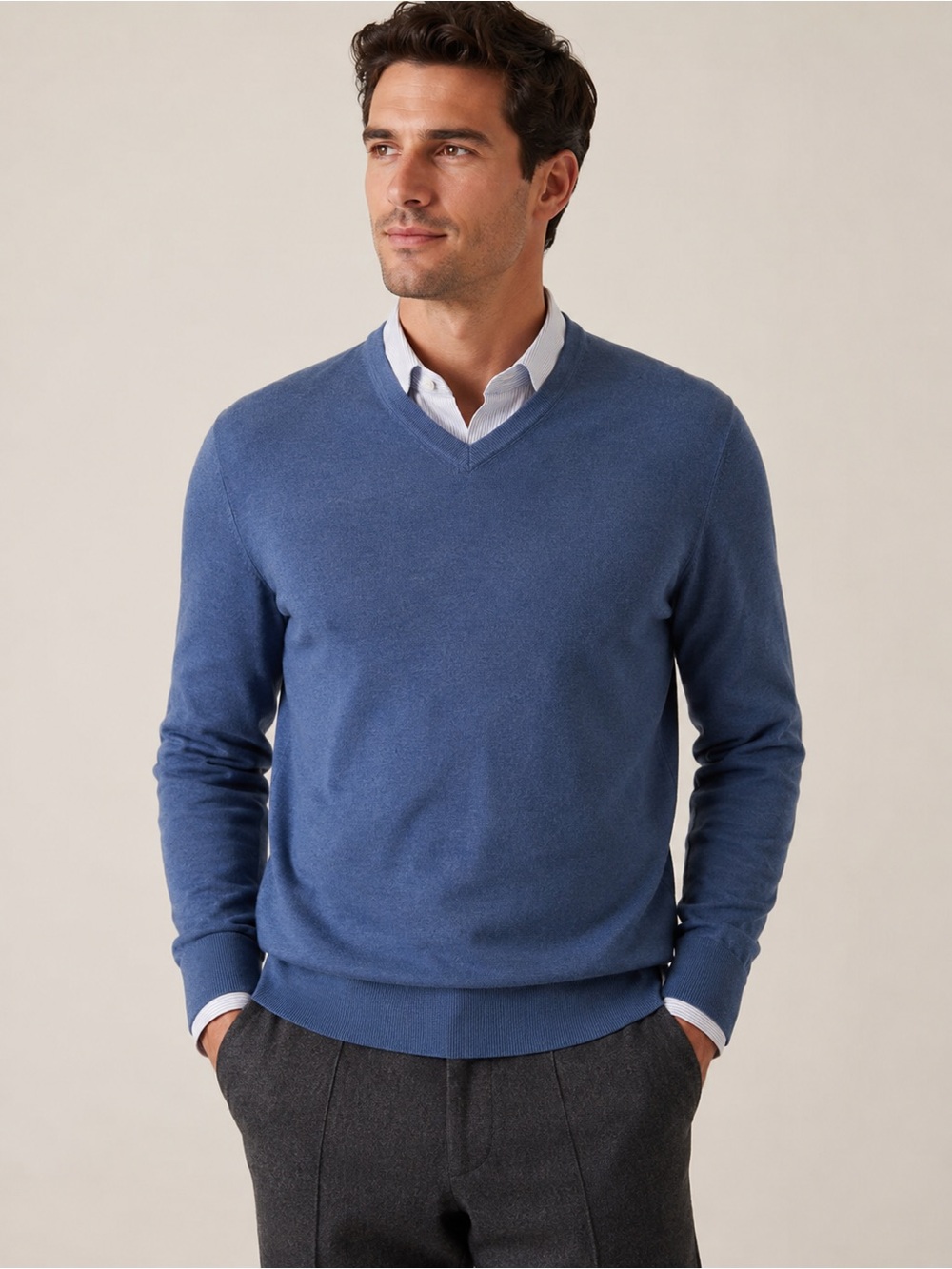 Banana Republic Luxury Blend Silk Cashmere V-Neck Sweater Blue Men’s Small